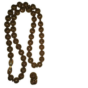 Vintage Monet Gold tone Necklace Clip-on Earring Set 24" Long